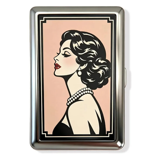 New Metal Vintage Card Case Portable Vintage Printed Metal Case Flip Open Compact Card Holder Pocket Carry
