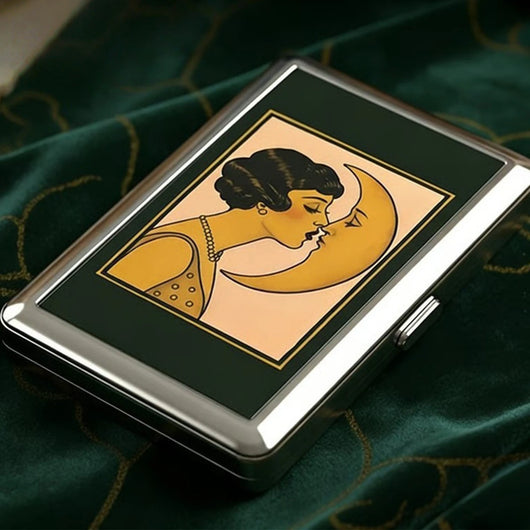 Vintage Style Metal Cigarette Carrying Case Art Deco Design Versatile Card & Cash Case Easy Snap Gift Idea for for Women and Men