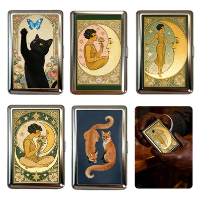 Vintage Design Multi-Function Card Holder Cash Storage Box Artistic Style For Travel Business Daily Use