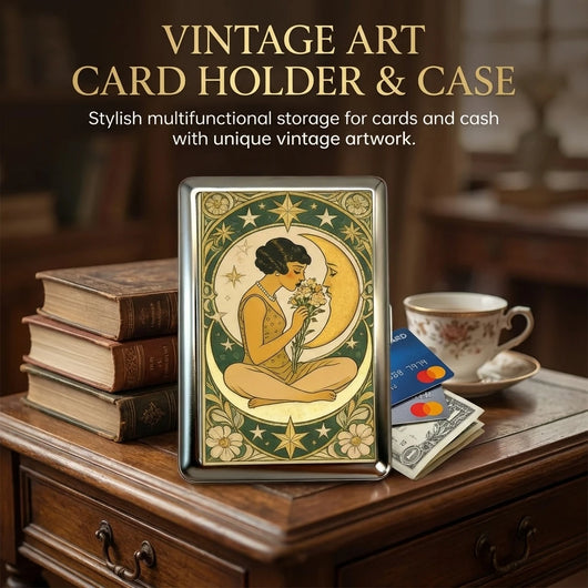 Vintage Design Multi-Function Card Holder Cash Storage Box Artistic Style For Travel Business Daily Use