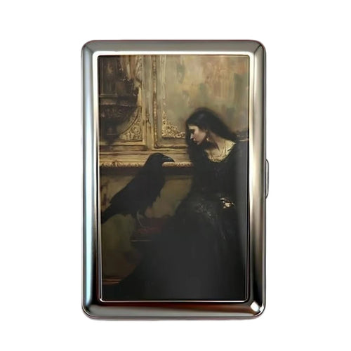 Vintage Style Metal Cigarette Carrying Case Art Deco Design Versatile Card & Cash Case Easy Snap Gift Idea for for Women and Men