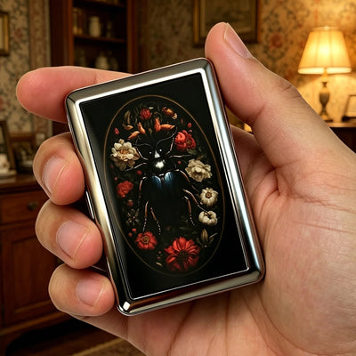 Vintage Style Metal Cigarette Carrying Case Art Deco Design Versatile Card & Cash Case Easy Snap Gift Idea for for Women and Men