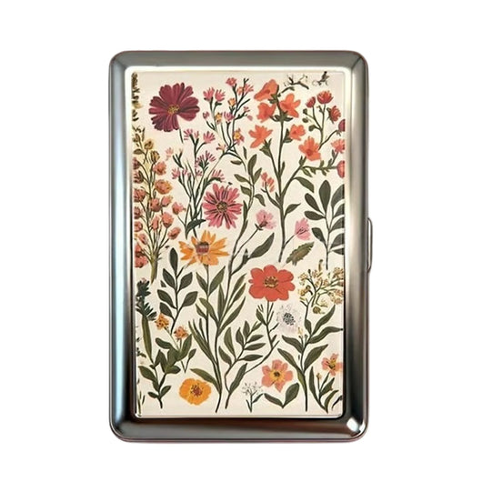 Vintage Style Metal Cigarette Carrying Case Art Deco Design Versatile Card & Cash Case Easy Snap Gift Idea for for Women and Men