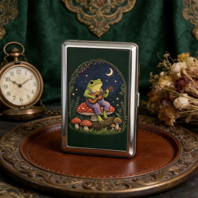 New Metal Vintage Card Case Portable Vintage Printed Metal Case Flip Open Compact Card Holder Pocket Carry