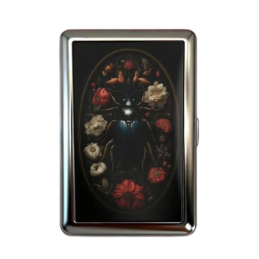 Vintage Style Metal Cigarette Carrying Case Art Deco Design Versatile Card & Cash Case Easy Snap Gift Idea for for Women and Men